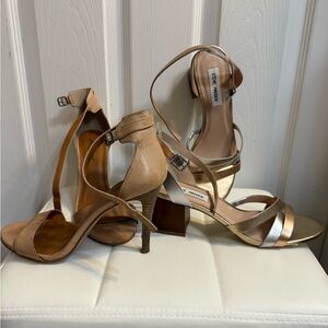 Steve Madden Tan and Lucky Silver Women's Heels